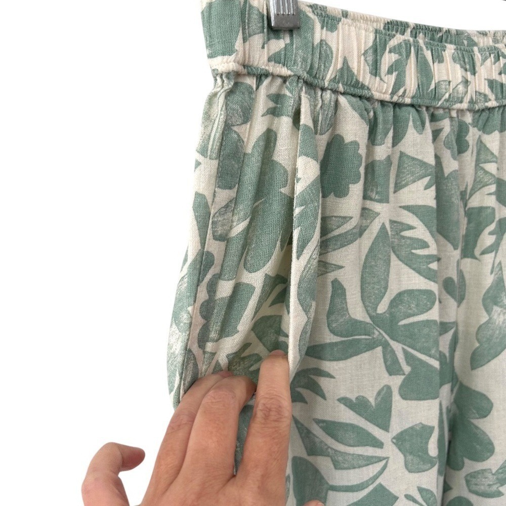 Carve Designs women's Nico Linen Pants S green cream coastal beachy floral NWOT - Picture 4 of 7